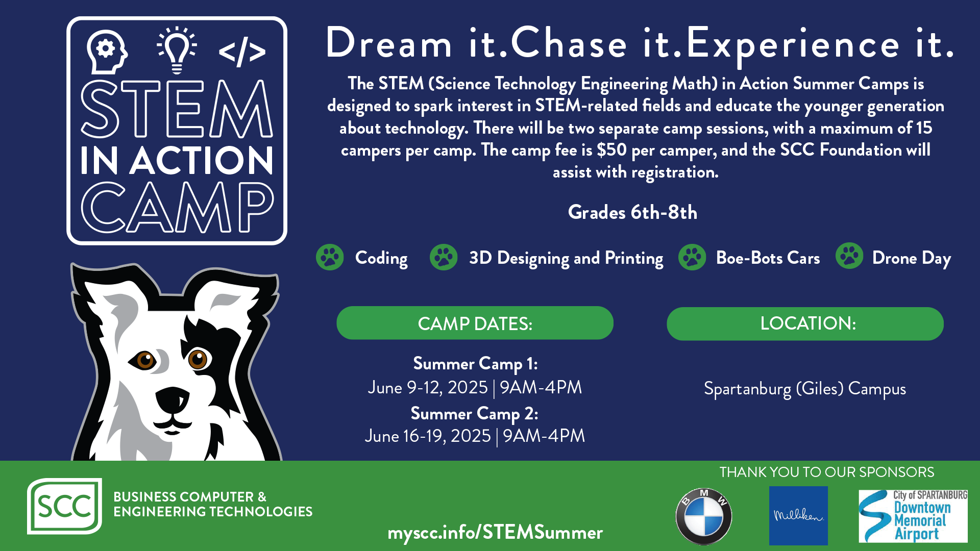 Graphic of STEM summer camp details
