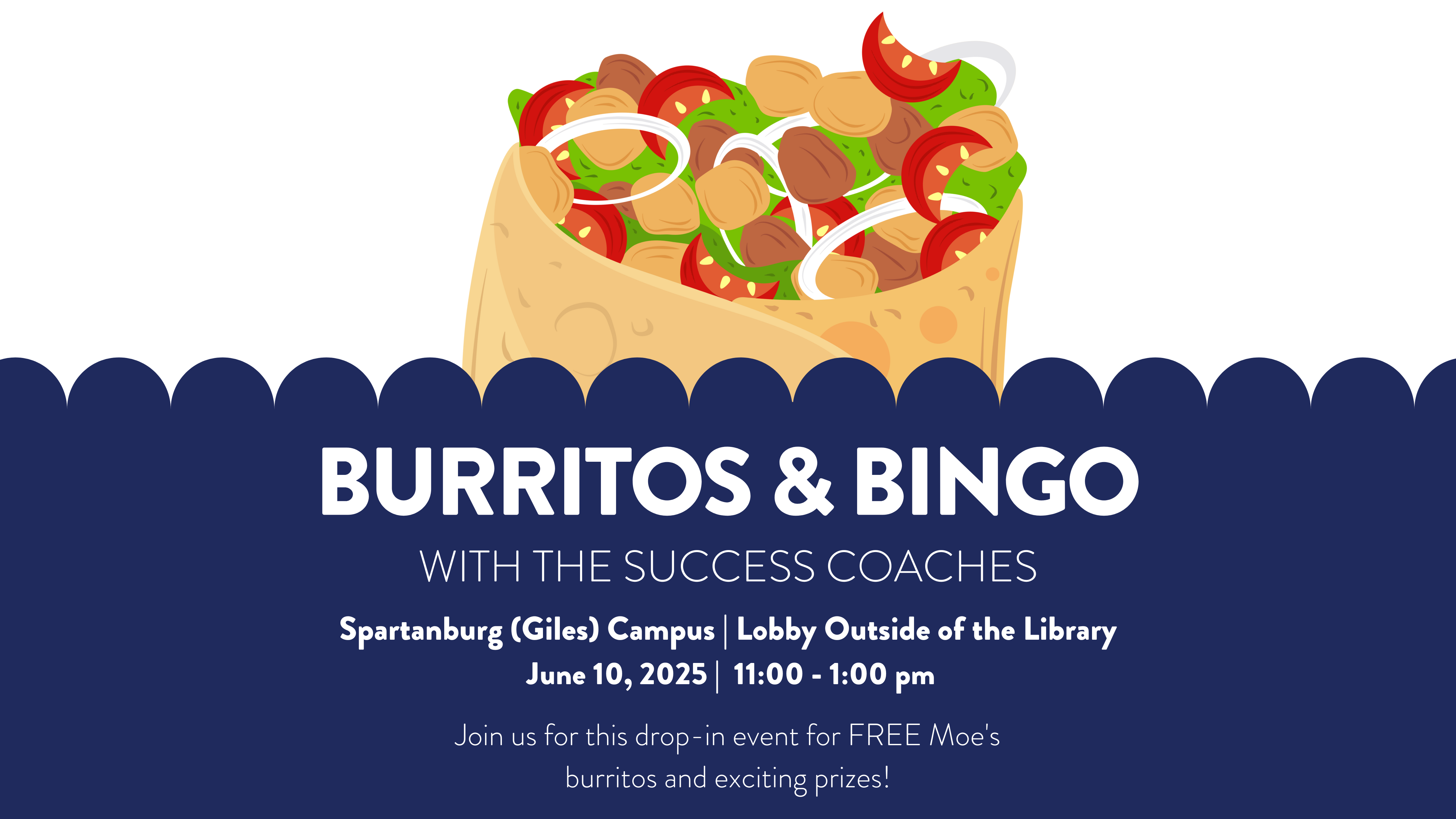 graphic of Burrito for the SCC Burrito and Bingo event June 10, 2025