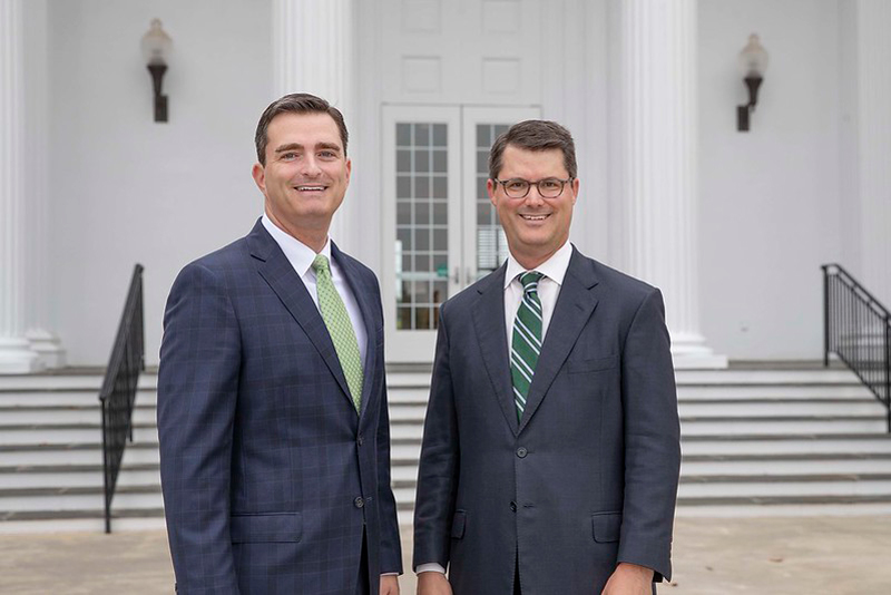 SCC President G. Michael Mikota, Ph.D., left, and USC Upstate Interim Chancellor Derham Cole, right