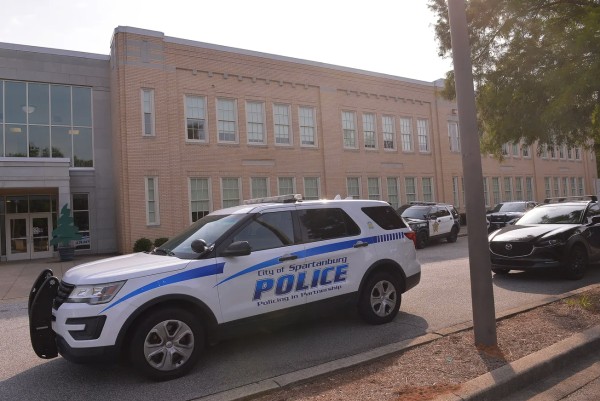 Spartanburg Police Dept Vehicle Outside SCC Downtown Campus