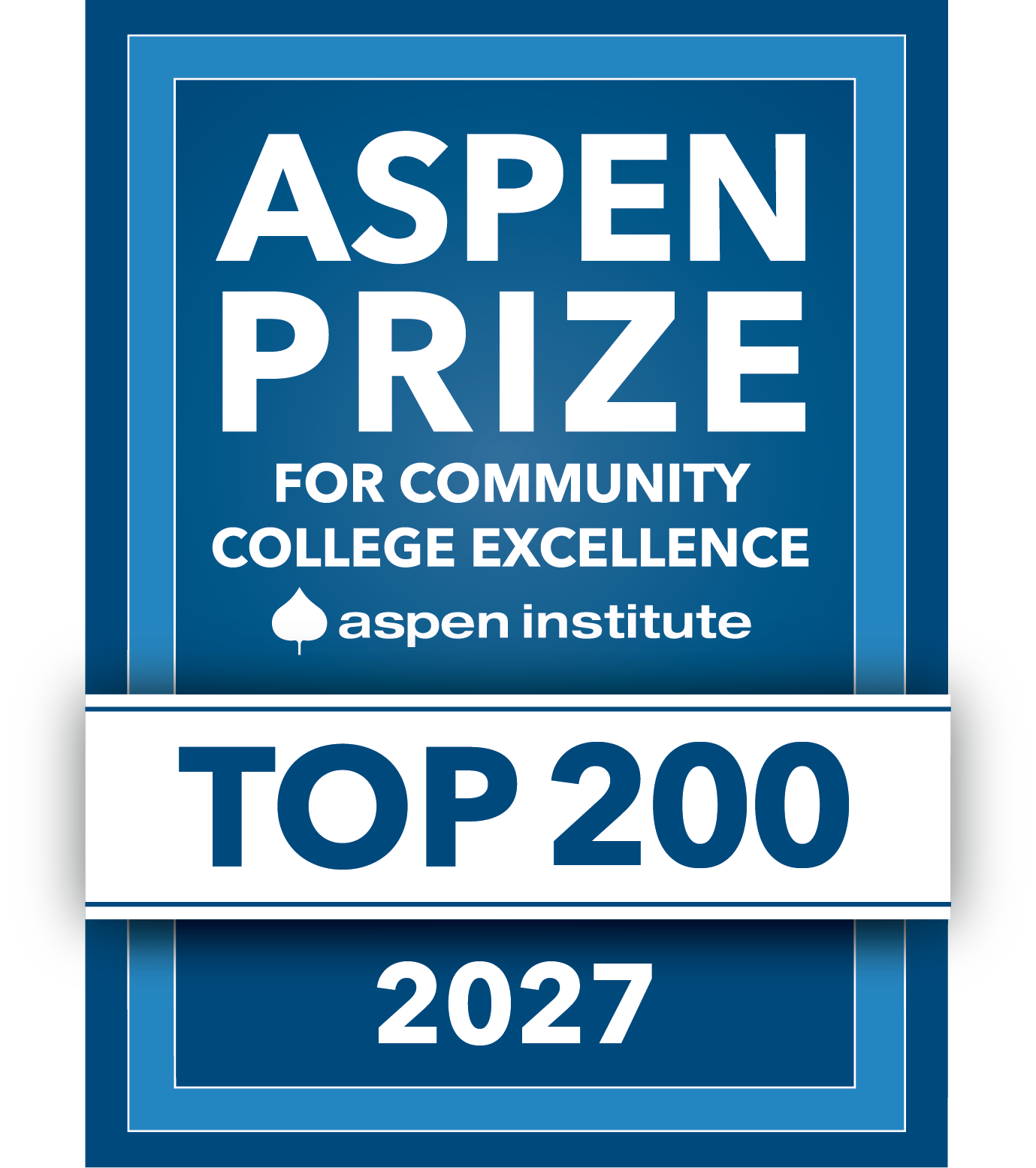 Graphic for the top 200 Community Colleges by the Aspen Institute